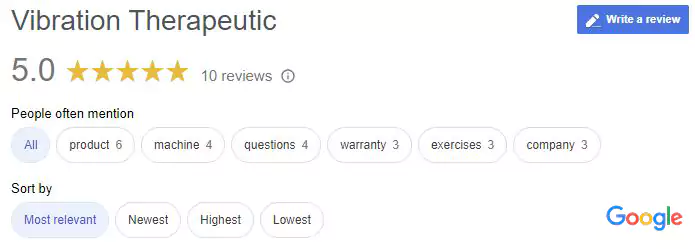 Google Review of VT Vibration Plates