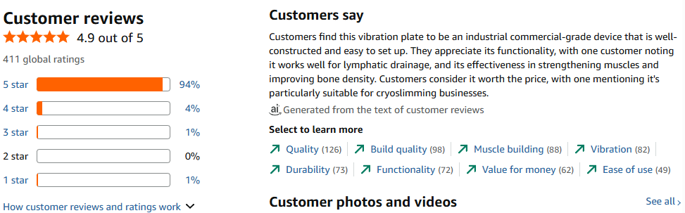 VT007 Vibration Plate Review on Amazon